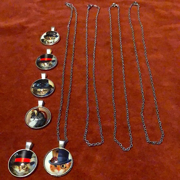 Cat Pendants & 4 Chains, Arts & Crafts - Picture 3 of 8